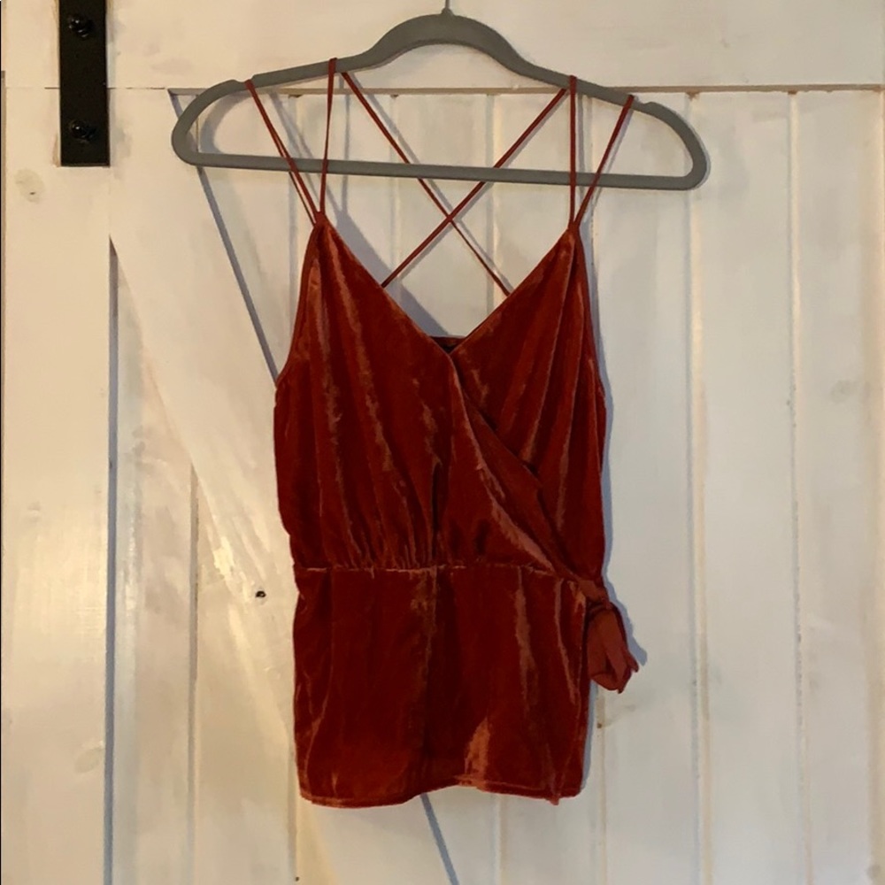 Express Rust faux wrap velvet cami tank small bnwt